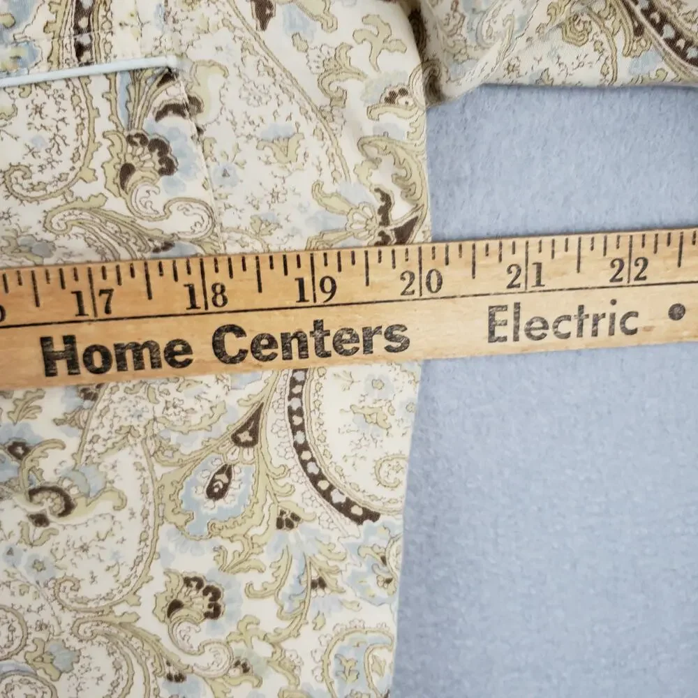 Pottery Barn Size S Pajama Set Beige Paisley Neutral Rustic Timeless‎ Loungewear